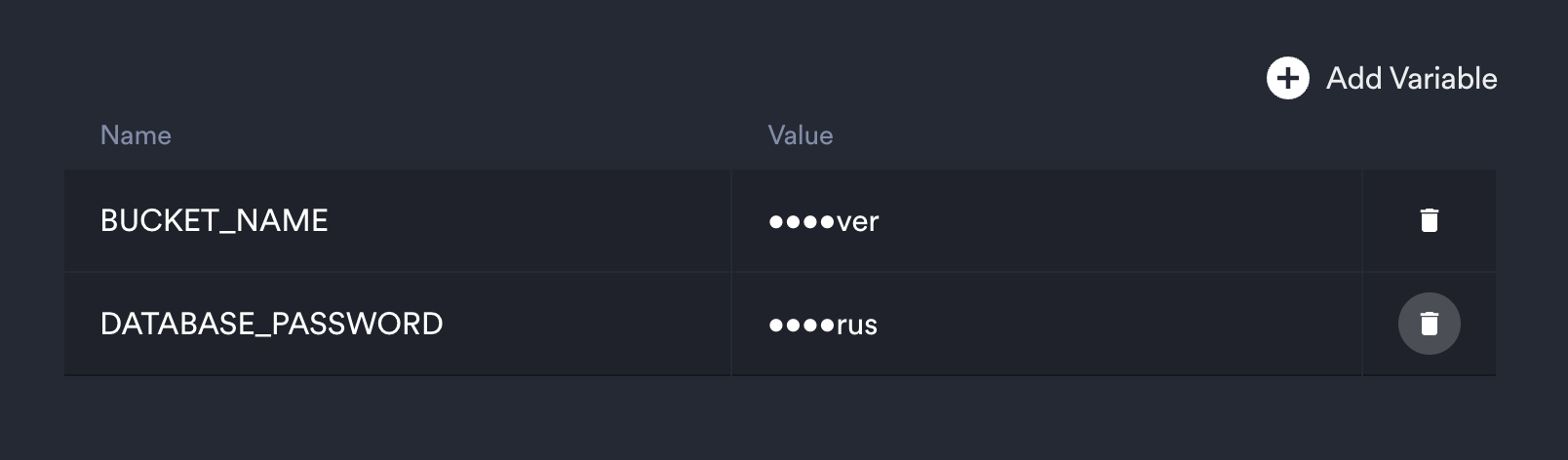 delete a variable